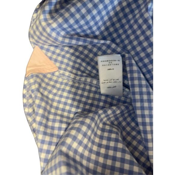 Thomas Pink Mens Blue White Gingham Check Classic Fit Dress Shirt Size 18-37 - Picture 9 of 12